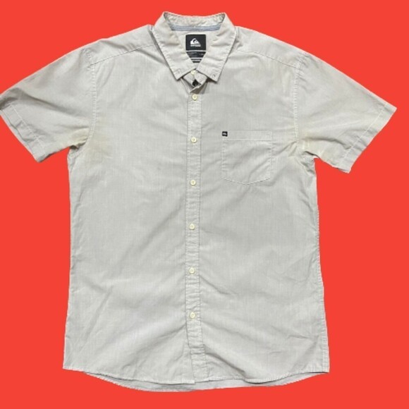 Quiksilver Modern Fit Light Gray Button Down Shirt Men's Size Large - Picture 1 of 8